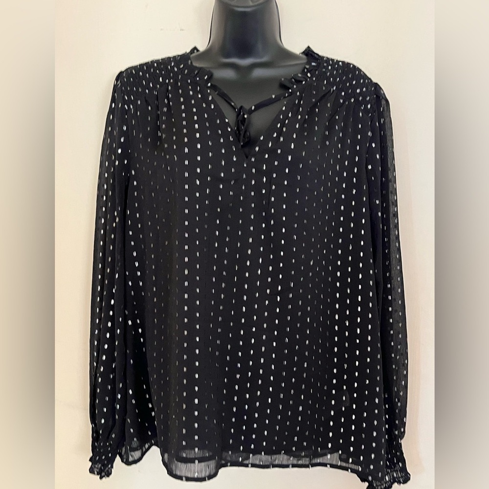 Old Navy Black and Silver Long Sleeve Blouse